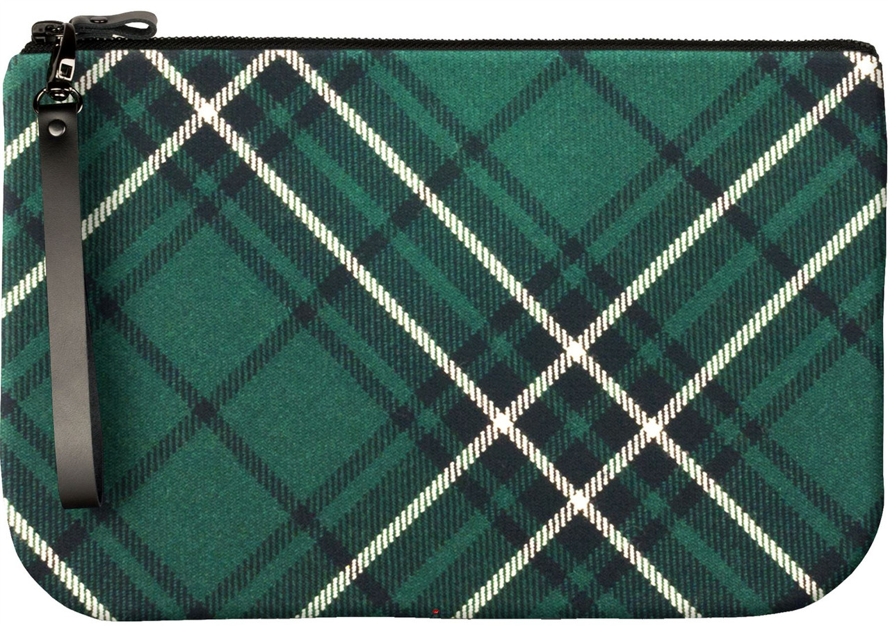 Medium Leather Clutch Bag With MacLean Tartan Large Enough to Fit an iPad
