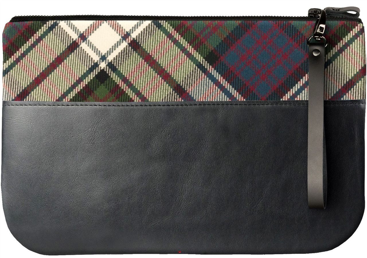 Medium Leather Clutch Bag With MacDonald Tartan Large Enough to Fit an iPad