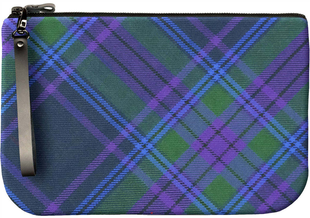 Medium Leather Clutch Bag Spirit of Scotland Tartan Large Enough to Fit an iPad