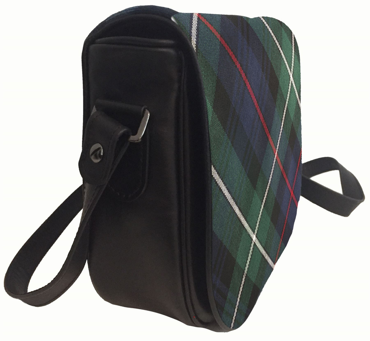 Leather Handbag Shoulder Bag With MacKenzie Tartan With Inside and Back Pocket