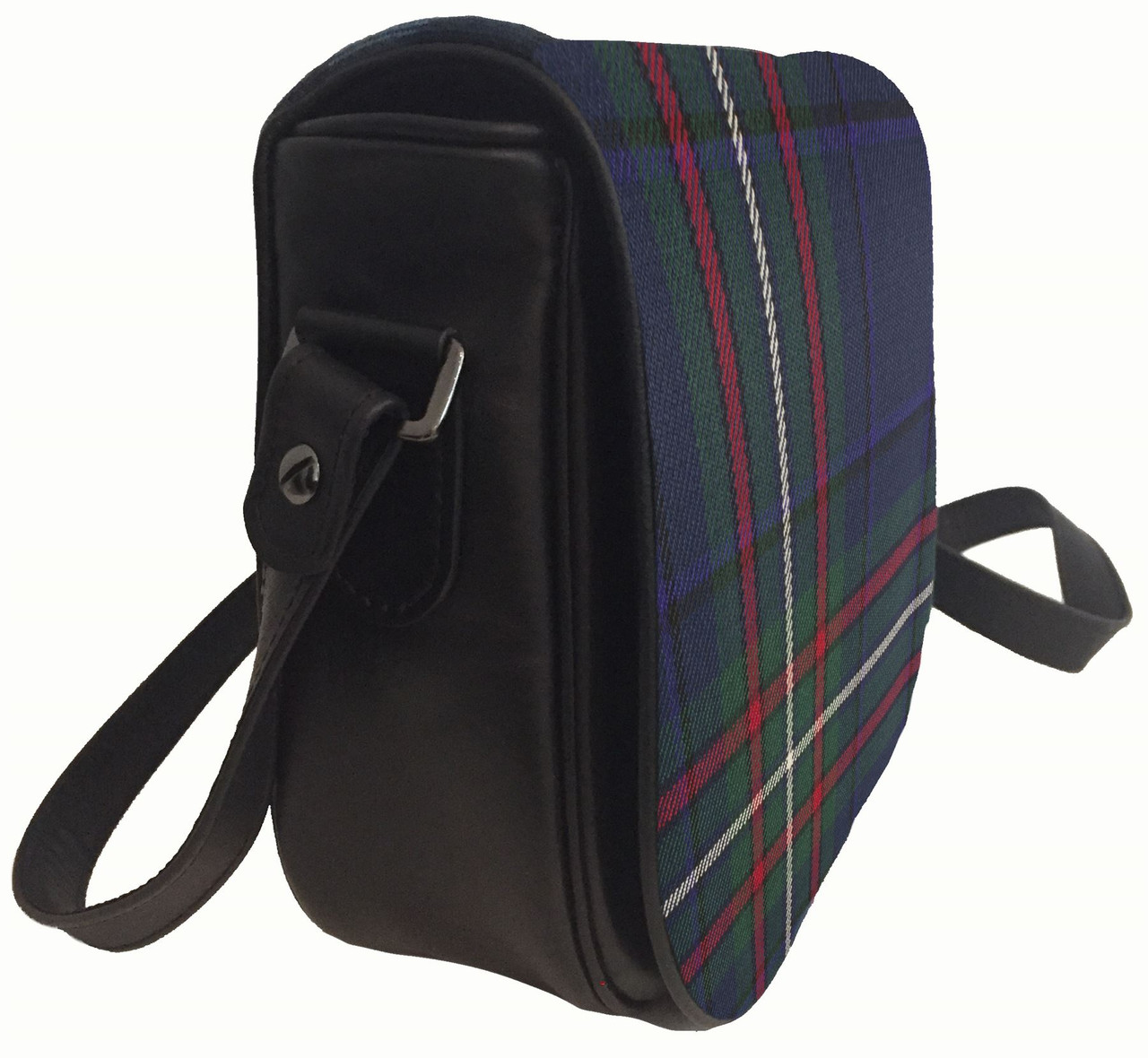 Leather Handbag Shoulder Bag Scottish Heritage Tartan Inside and Back Pocket