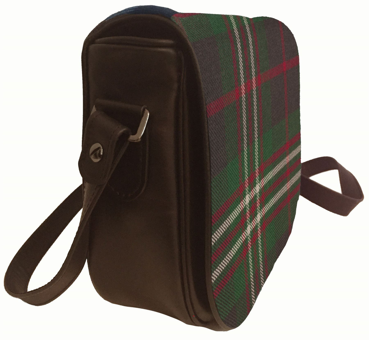 Leather Shoulder Hand Bag With Scott Tartan With Inside and Back Pocket
