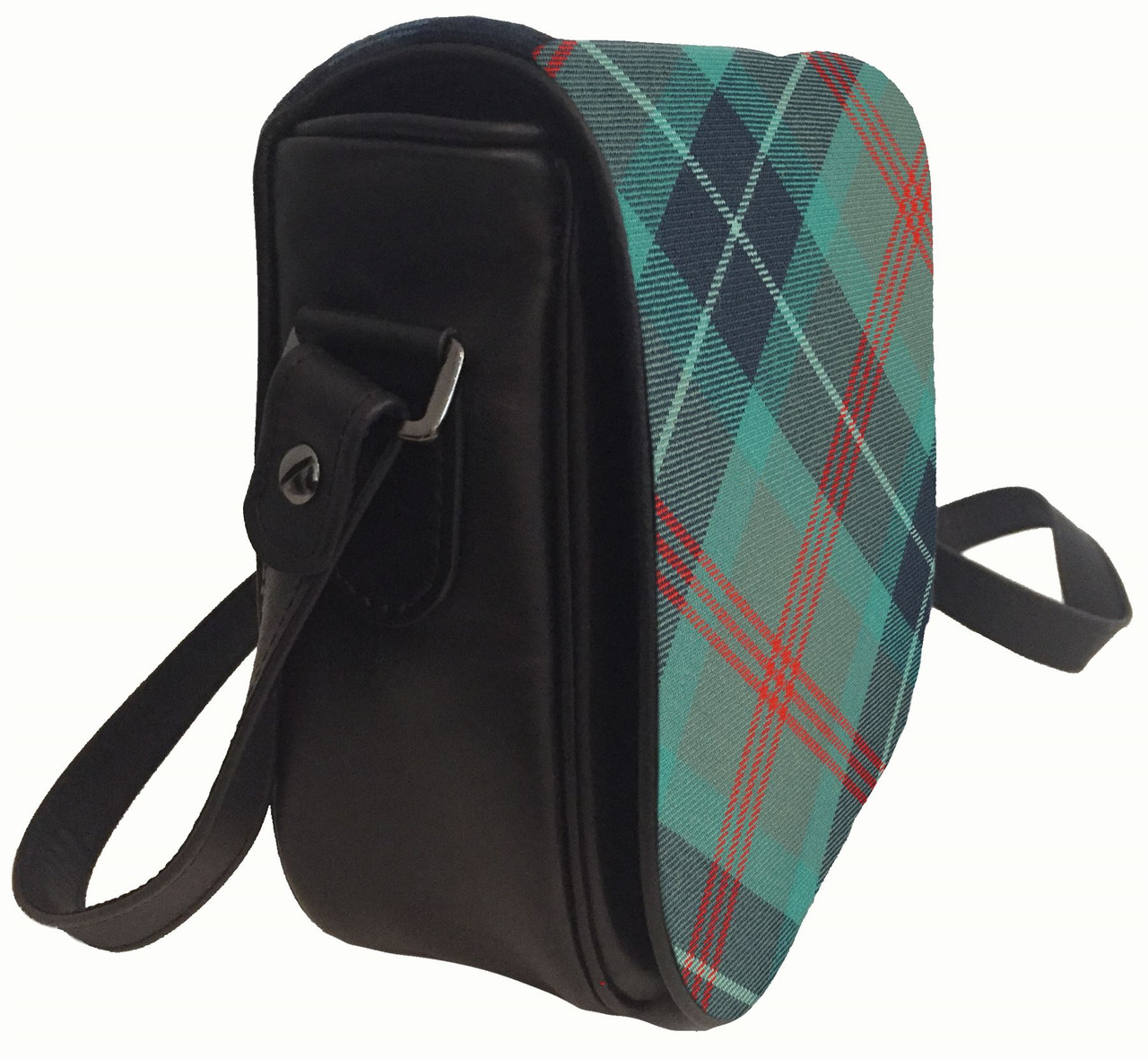 Leather Handbag Shoulder Bag With Loch Ness Tartan With Inside and Back Pocket