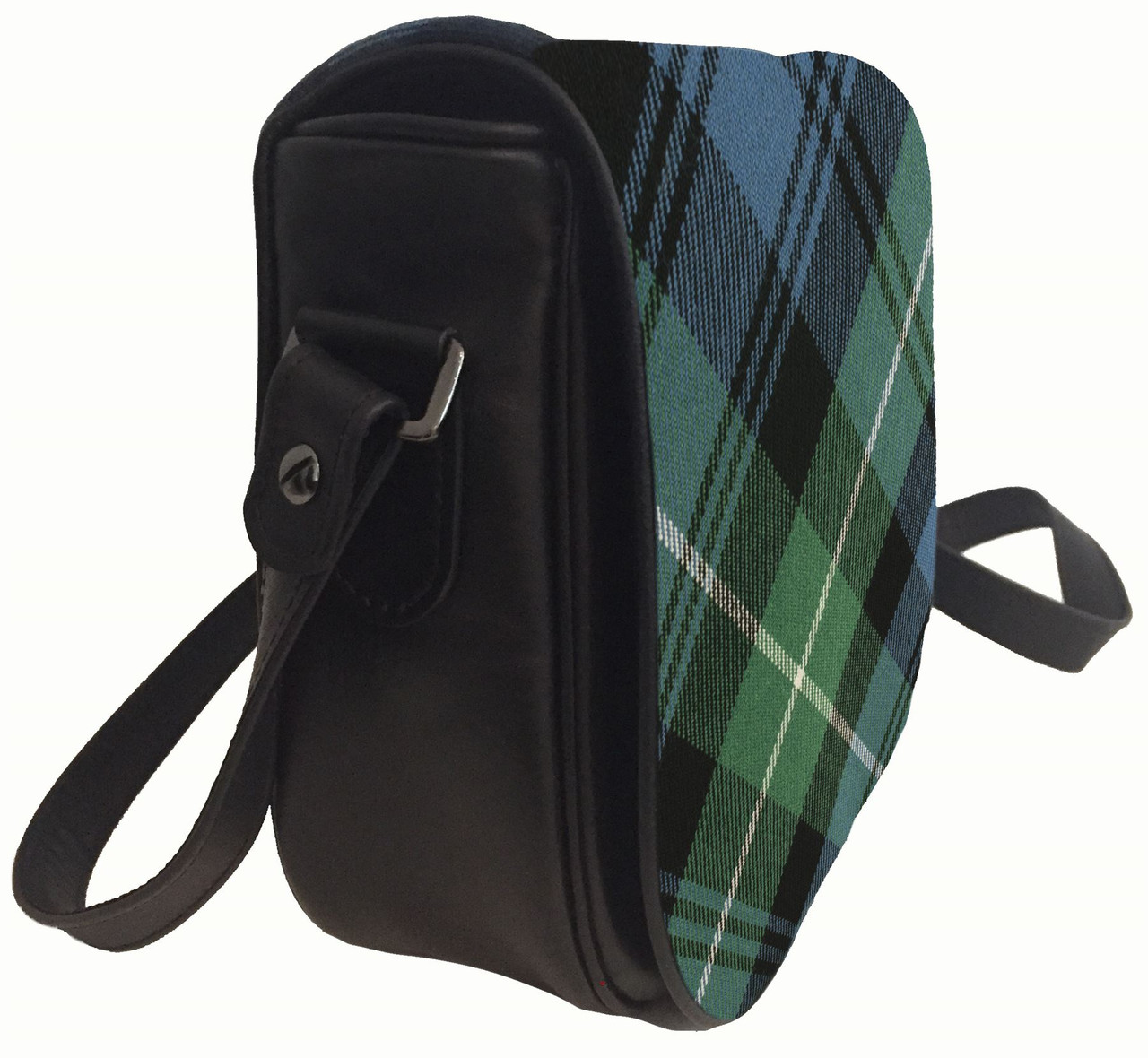 Leather Handbag Shoulder Bag With Lamont Tartan With Inside and Back Pocket