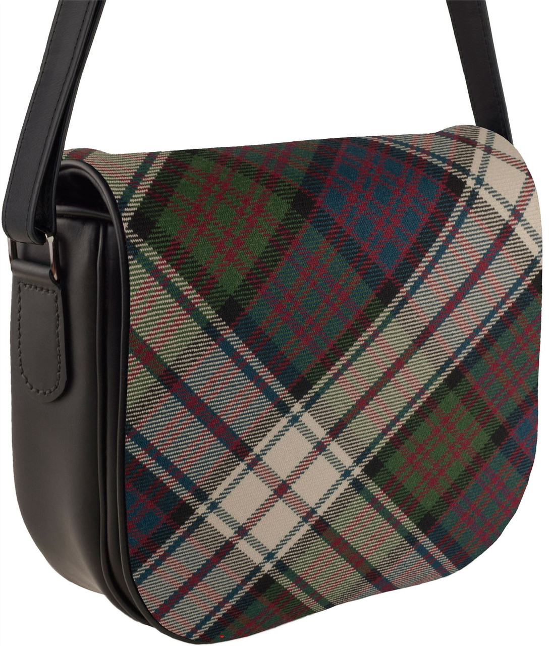 Leather Handbag Shoulder Bag Macdonald of Clanranald Tartan Inside + Back Pocket