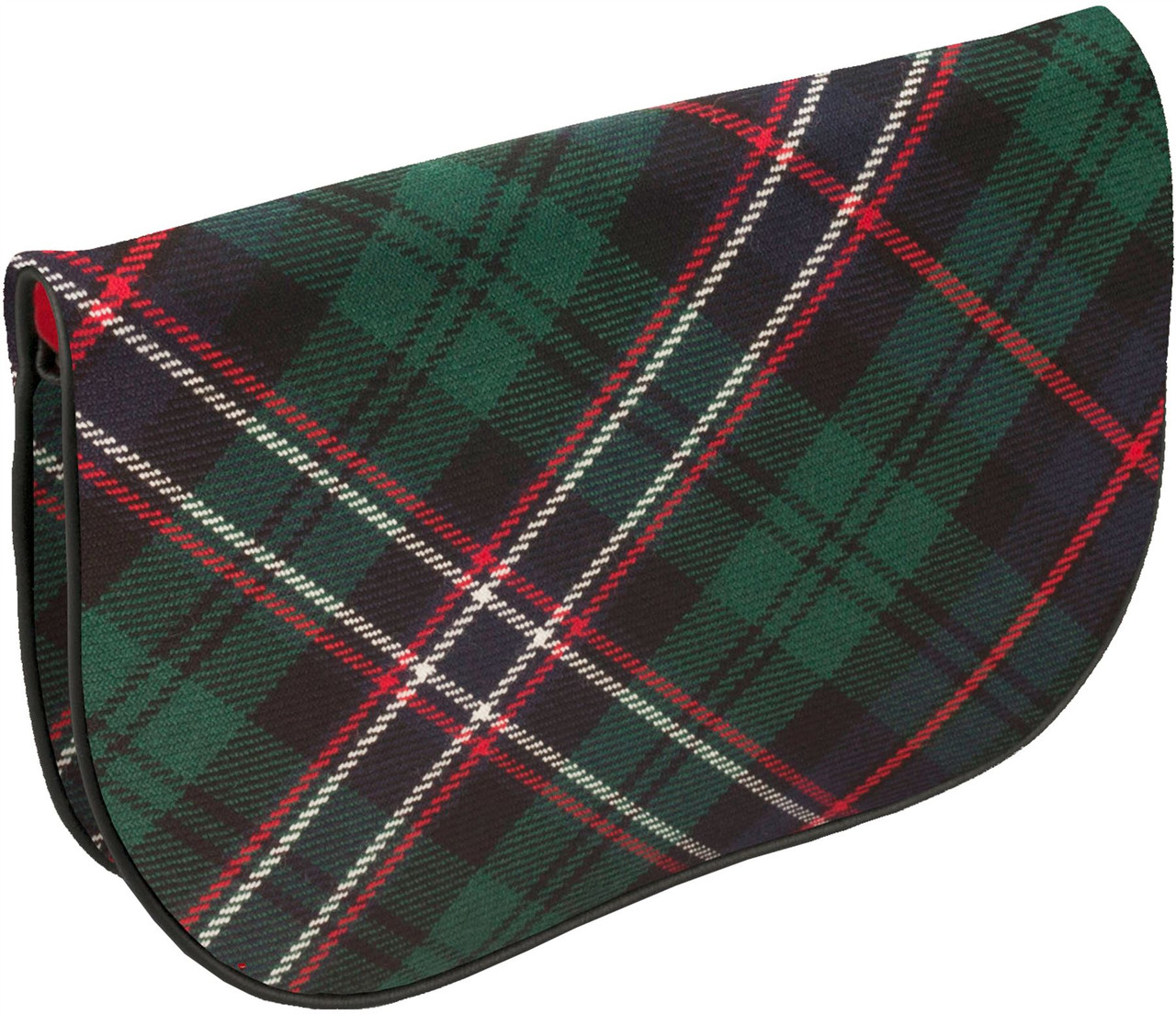 Large Leather Clutch Bag With Scotland National Tartan Inside and Back Pocket