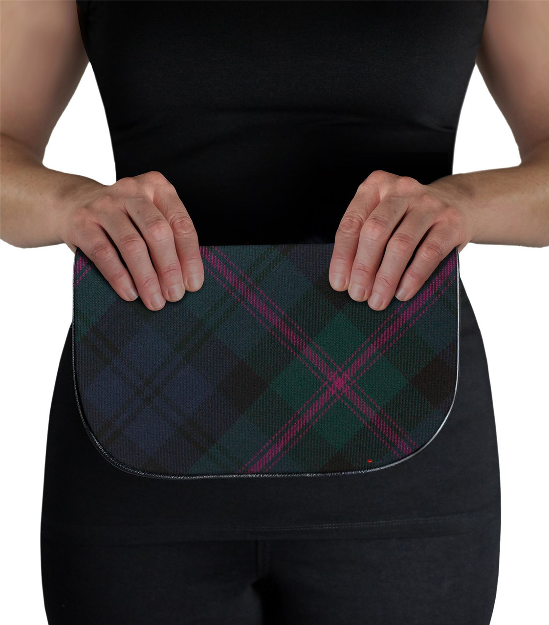Large Leather Clutch Bag With Baird Tartan With Inside and Back Pocket