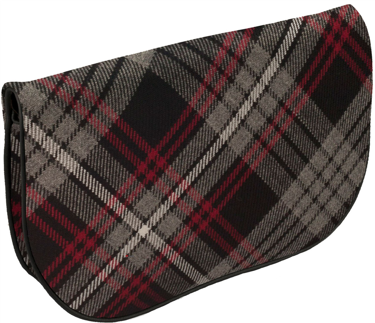 Large Leather Clutch Bag With Auld Lang Syne Tartan With Inside and Back Pocket