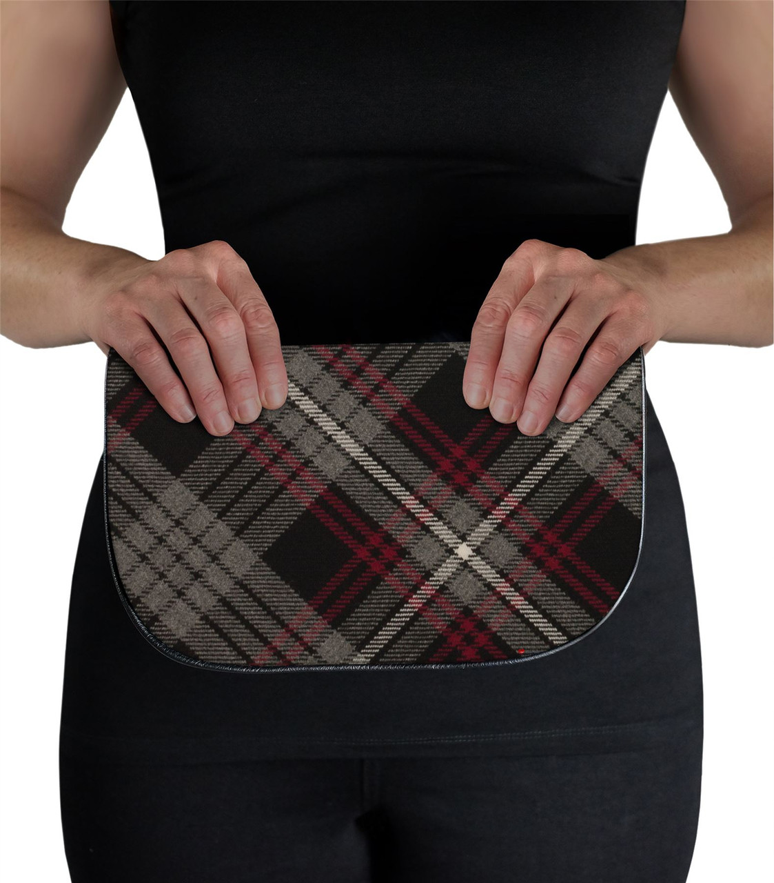 Large Leather Clutch Bag With Auld Lang Syne Tartan With Inside and Back Pocket