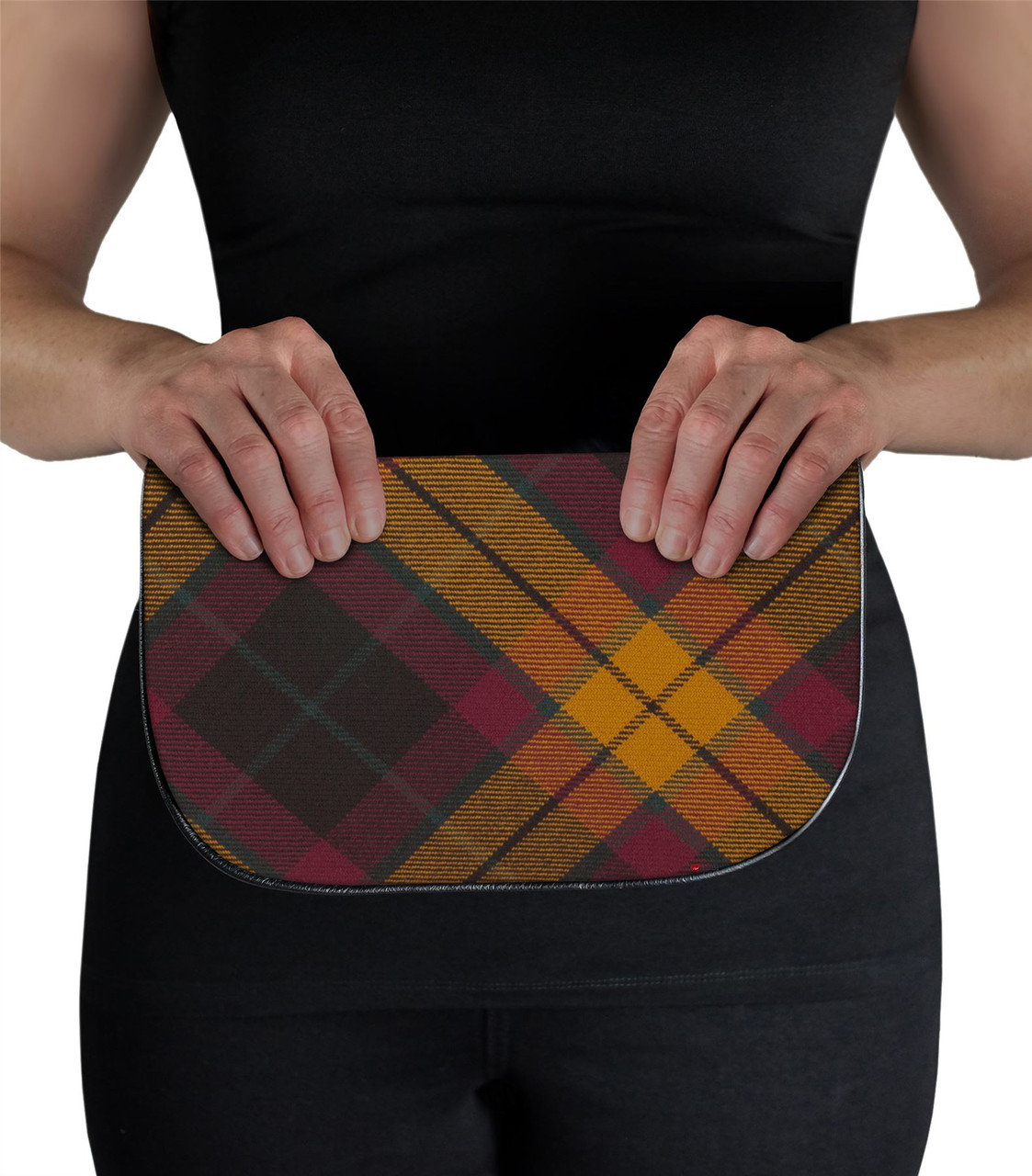 Large Leather Clutch Bag With MacMillan Tartan With Inside and Back Pocket