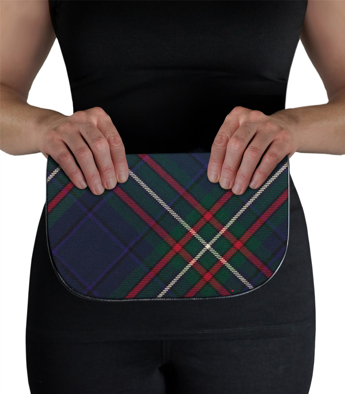 Large Leather Clutch Bag With Scottish Heritage Tartan Inside and Back Pocket