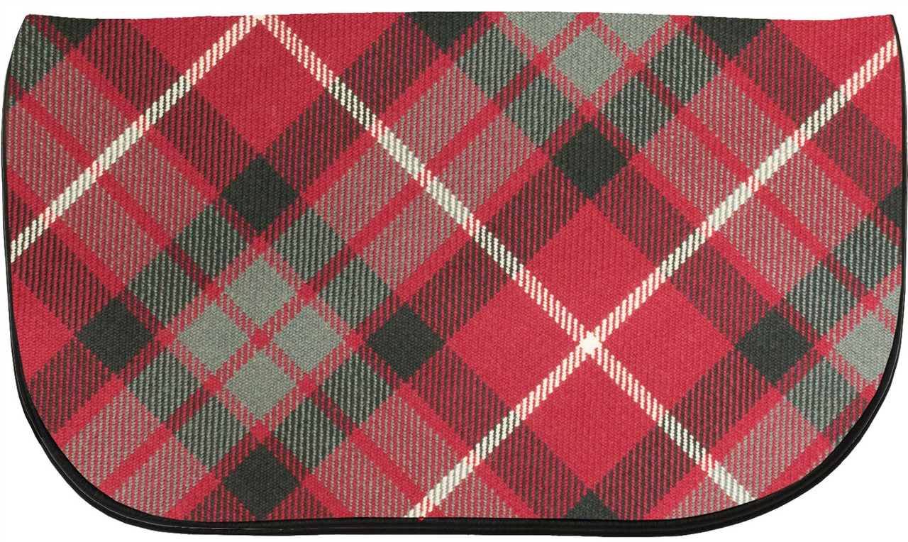 Large Leather Clutch Bag With Fraser Red Tartan With Inside and Back Pocket