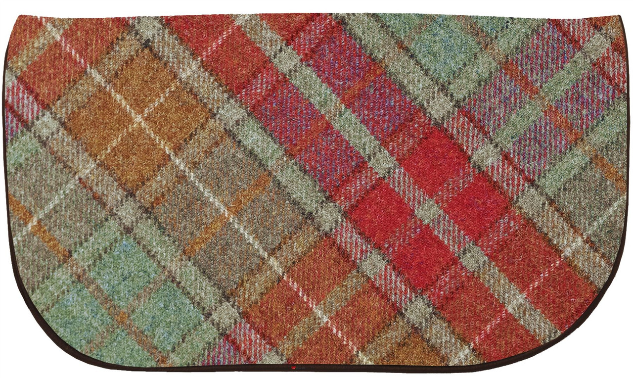 Large Leather Clutch Bag With Autumn Tartan With Inside and Back Pocket