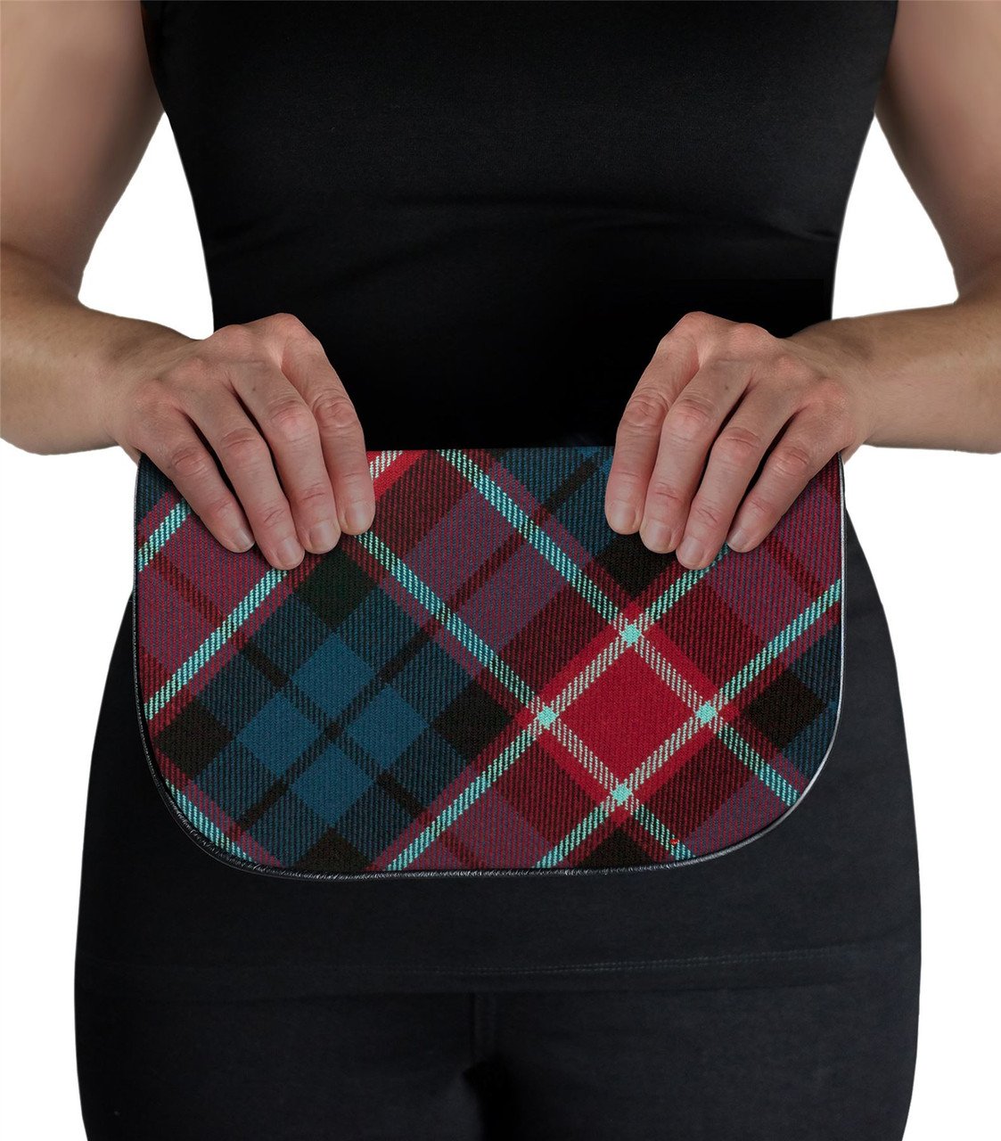 Large Leather Clutch Bag With Graham of Menteith Tartan Inside and Back Pocket
