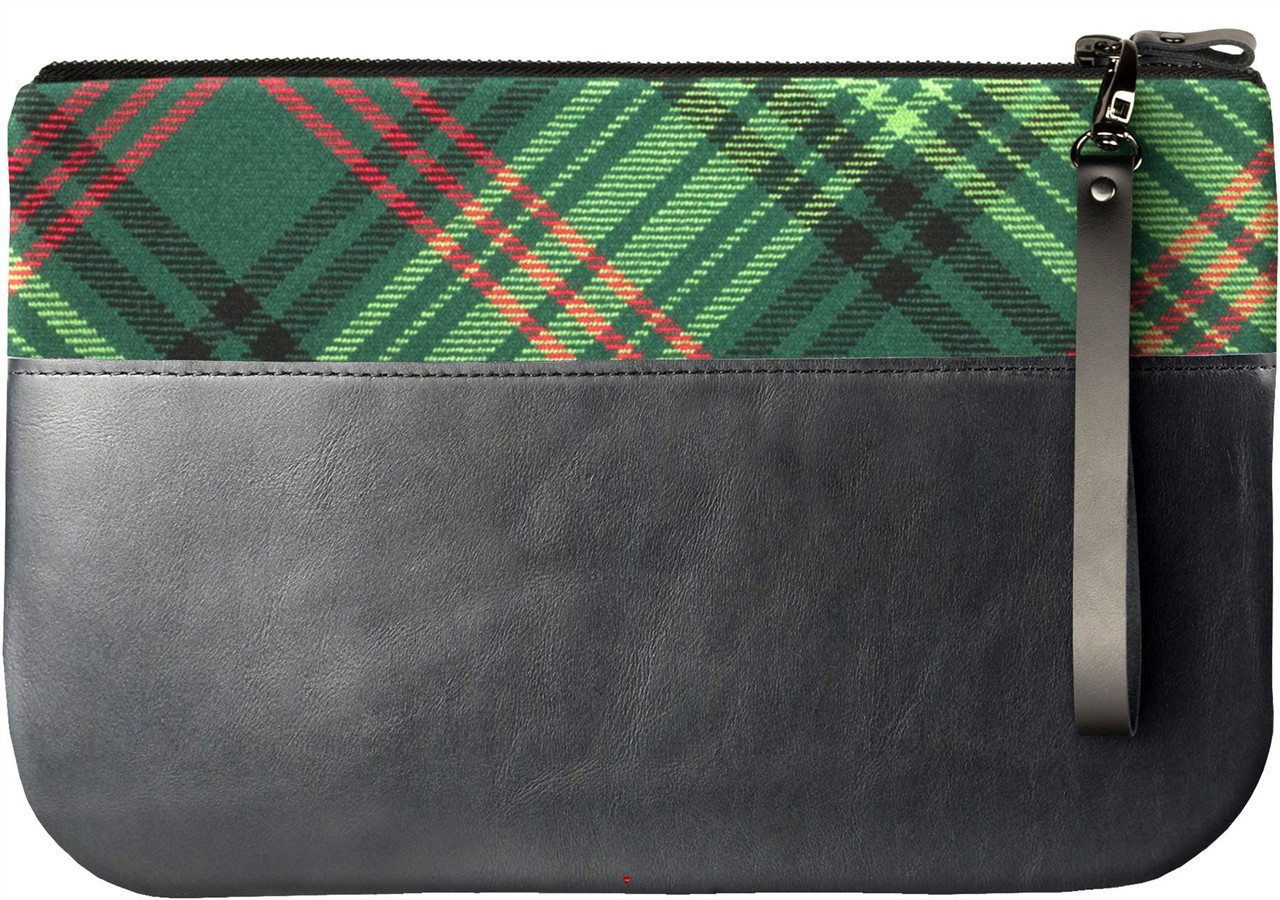 Medium Leather Clutch Bag With Ross Tartan Large Enough to Fit an iPad