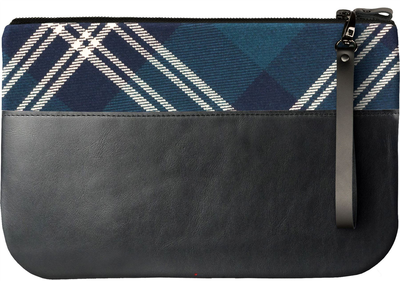 Medium Leather Clutch Bag Earl of St Andrews Tartan Large Enough to Fit an iPad