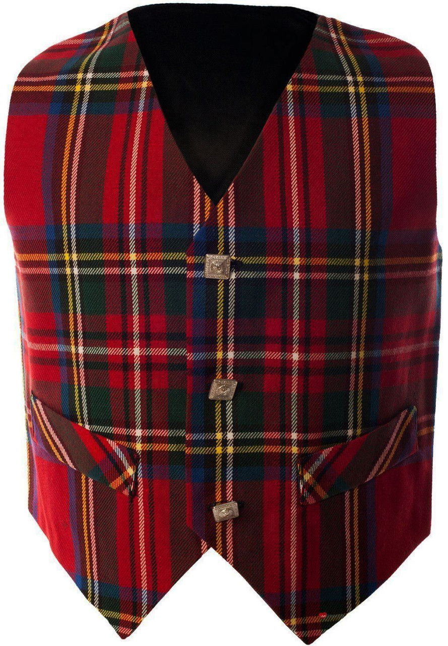 Boys Waistcoat Silk Back Adjustable Buckle Royal Stewart Tartan