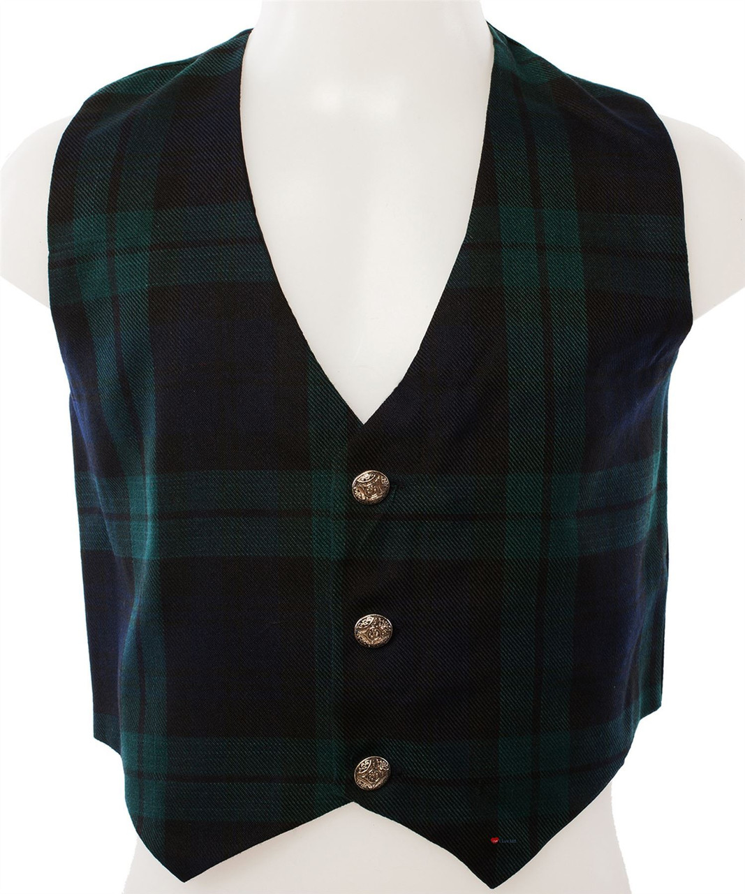 Kids Scottish Waistcoat In Black Watch Tartan Design