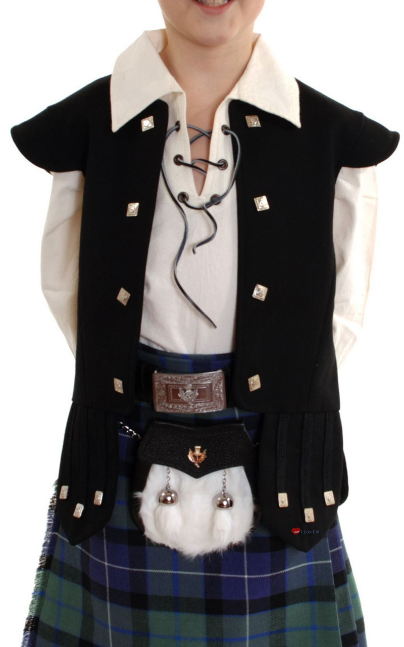 Kids Pure Wool Chieftain Waistcoat Chrome Buttons