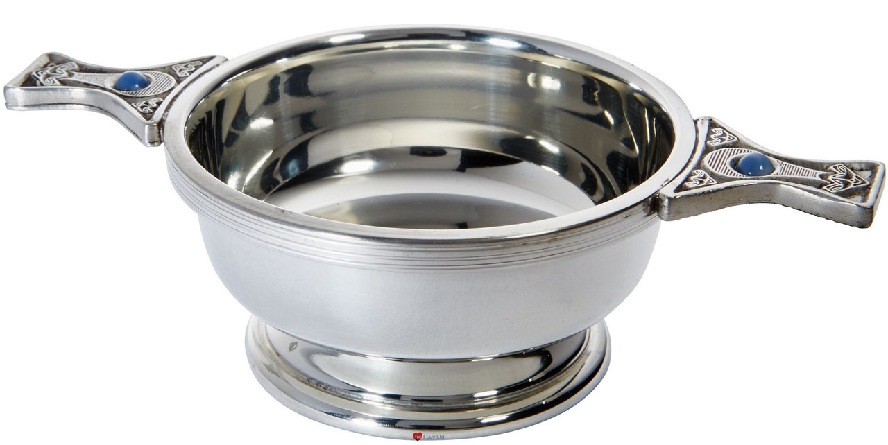 Scottish Quaich Bowl The Cup of Friendship With Gem Set Handle blue agate Standard Size