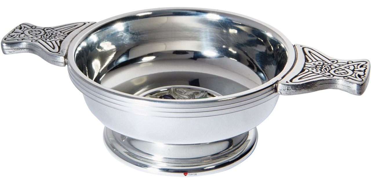 Scottish Quaich Tasting Bowl With Gem Cross Standard Size Engravable