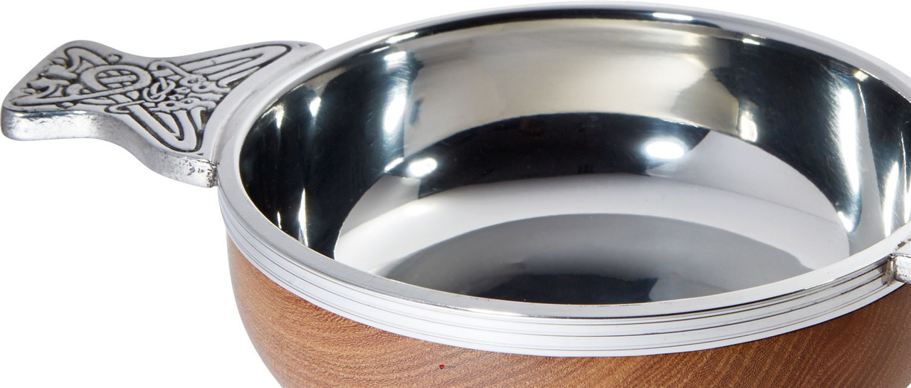 Wood And Pewter Quaich Large Scottish Tasting Bowl Ideal Christening Gift