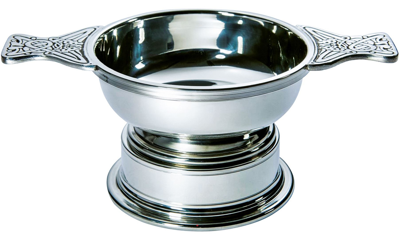 Quaich Scottish Pewter Large Size 115mm With Plinth Tasting Bowl Ideal Christening Gift