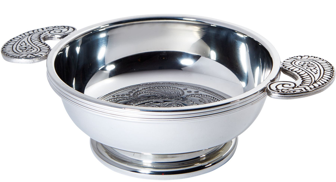 Scottish Quaich The Cup of Friendship Paisley Design Large Ideal Christening Gift Engravable