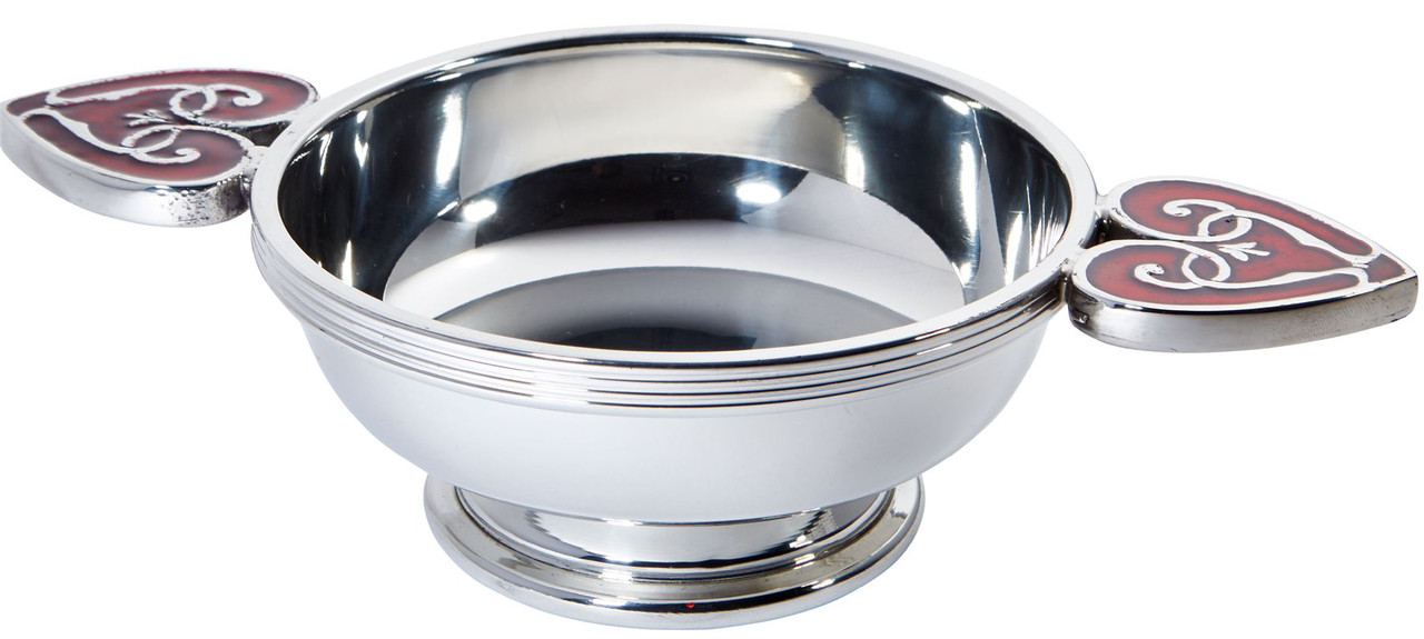 Scotland Quaich Cup of Friendship Heart Of The Highlands Large Red Enamel in filled Handles Engravable