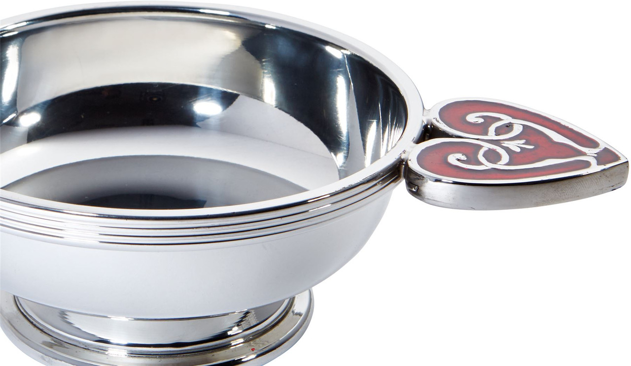 Scotland Quaich Cup of Friendship Heart Of The Highlands Large Red Enamel in filled Handles Engravable