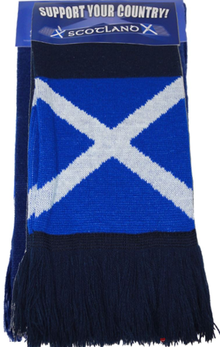 Navy Saltire Scottish Kint Scarf With Scotland Design White On Navy