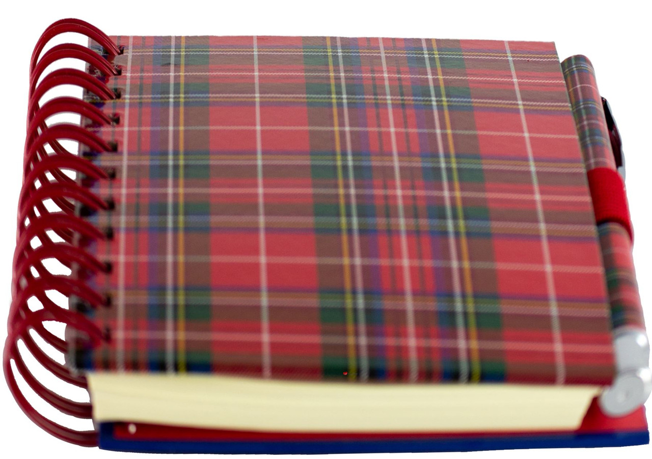 Spiral Bound Hardback Red Tartan Notebook and Gel Pen Gift Set
