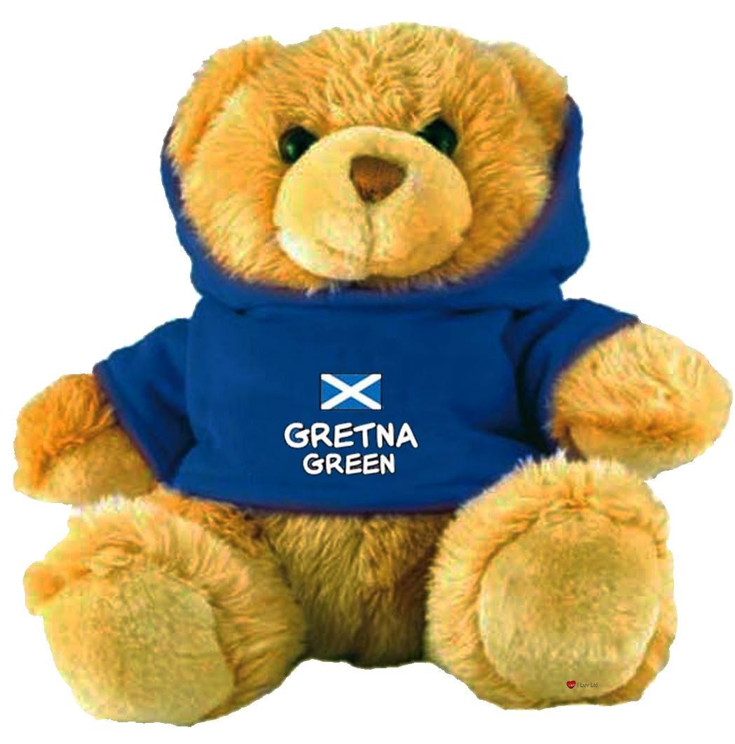 Adorable Fluffy Little Teddy Bear Souvenir Toy with A Blue Gretna Green Jumper