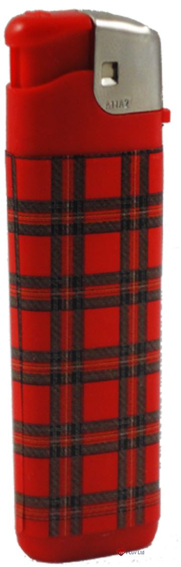 Red Tartan Scottish lelectric Gas Clicky Lighter