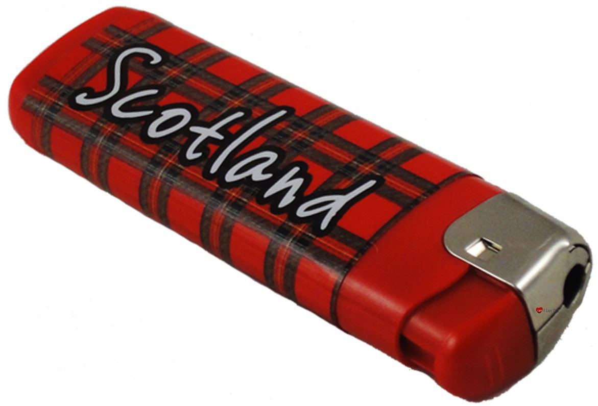 Red Tartan Scottish lelectric Gas Clicky Lighter