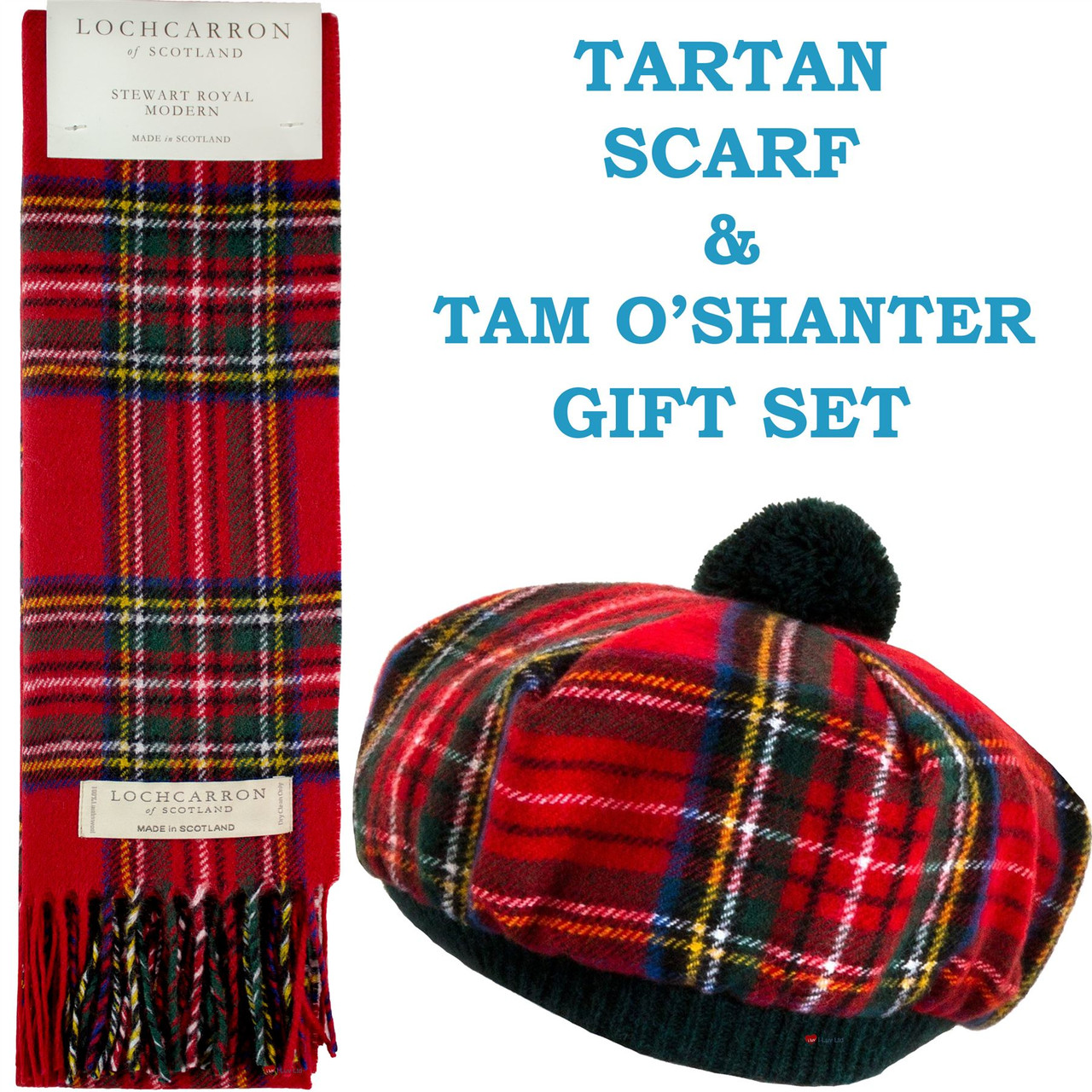 Stewart Royal Modern Tartan Ladies Tammy Hat & Scarf Set Lambswool