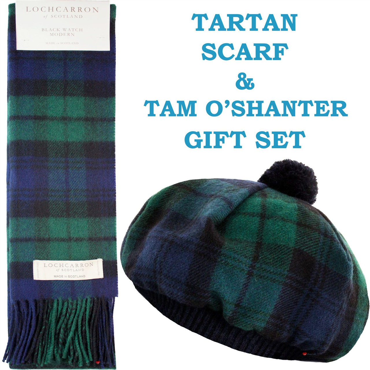 Black Watch Modern Tartan Ladies Tammy Hat & Scarf Set Lambswool