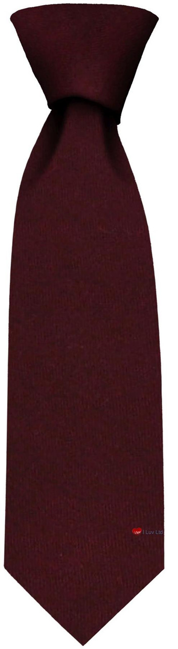 Mens Tie Maroon Plain Colour Pure Wool