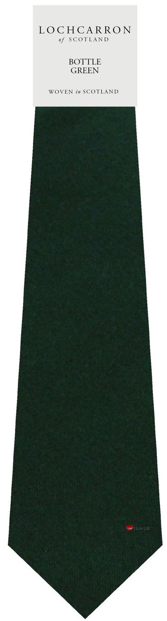 Mens Tie Bottle Green Plain Colour Pure Wool