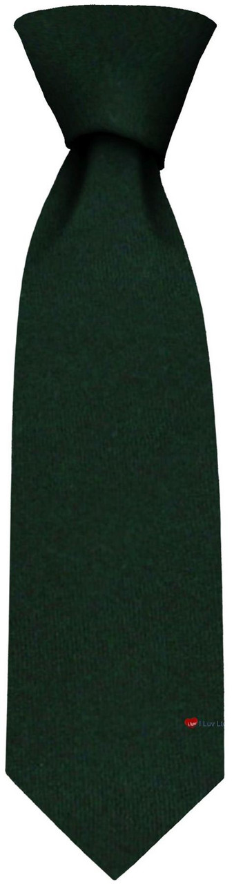 Mens Tie Bottle Green Plain Colour Pure Wool