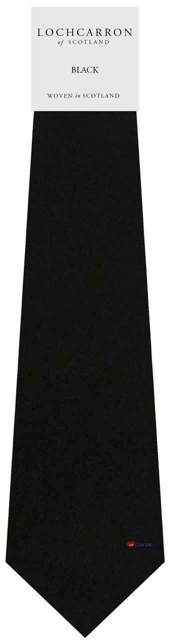 Mens Tie Black Plain Colour Pure Wool