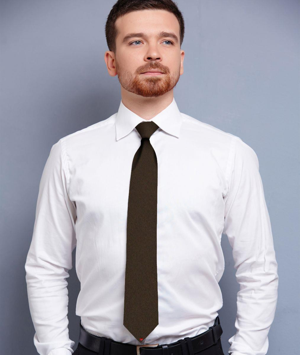 Mens Tie Weathered Green Plain Colour Pure Wool