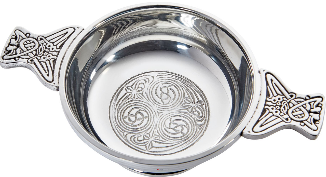 Scottish Celtic Pewter Quaich Bowl Medium Kells Design Whisky Tasting Bowl Loving Cup Burns Night