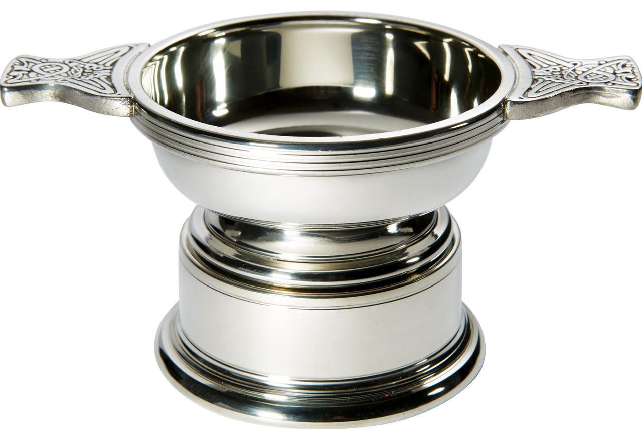 Quaich Scottish Pewter Standard Size 90mm With Plinth Tasting Bowl Ideal Christening Gift
