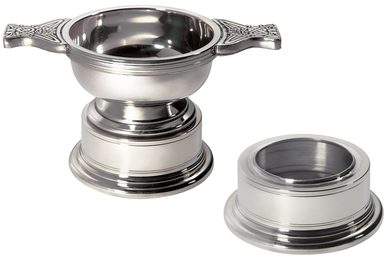 Quaich Scottish Pewter Standard Size 90mm With Plinth Tasting Bowl Ideal Christening Gift