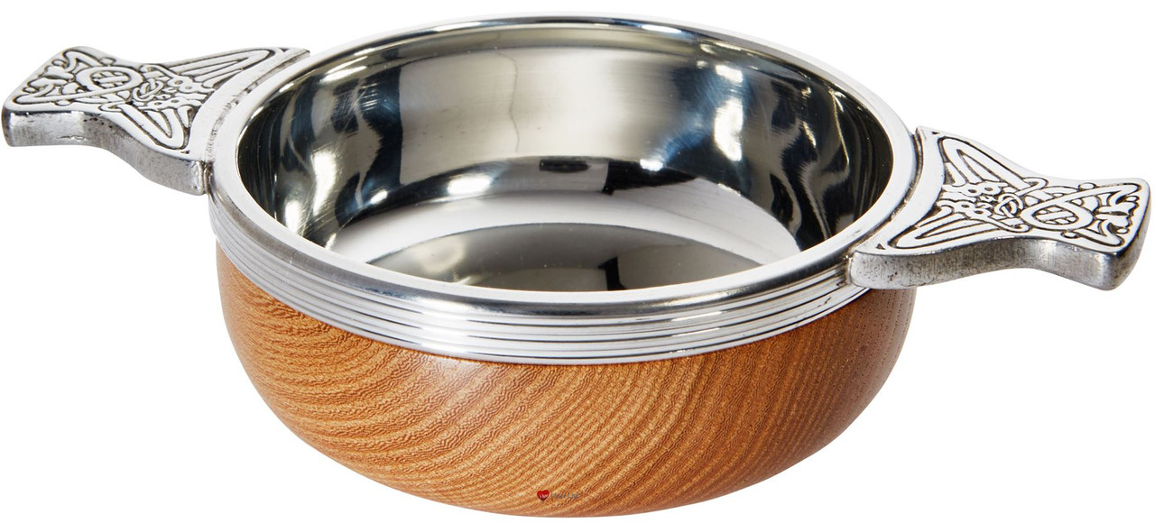 Wood And Pewter Quaich Standard Scottish Tasting Bowl Ideal Christening Gift