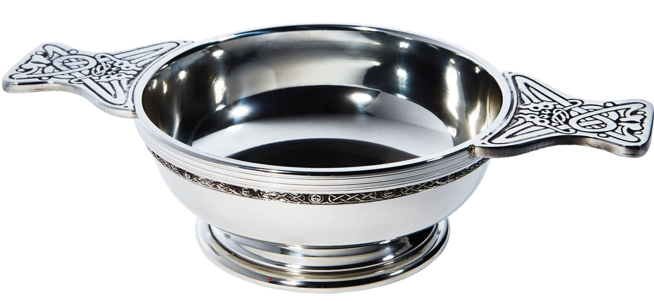 Pewter Quaich Scottish Celtic Band Large Plus Size Tasting Bowl Ideal Christening Gift Engravable