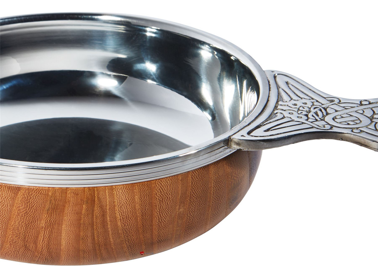 Wood And Pewter Quaich Extra Large Scottish Tasting Bowl Ideal Christening Gift