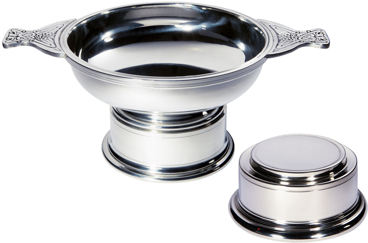 Quaich Scottish Pewter Extra Large Plus Size 180mm With Plinth Tasting Bowl Ideal Christening Gift
