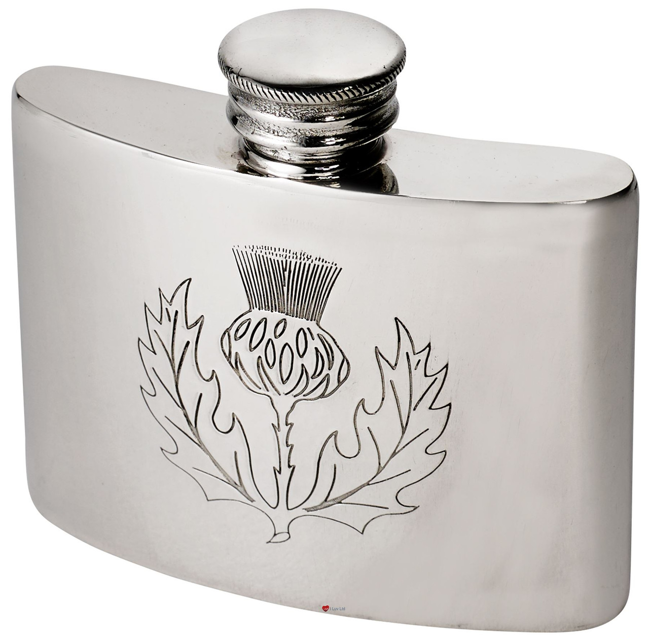 Hip Flask 2oz Scottish Thistle Pewter Kidney Ideal for Engraving
